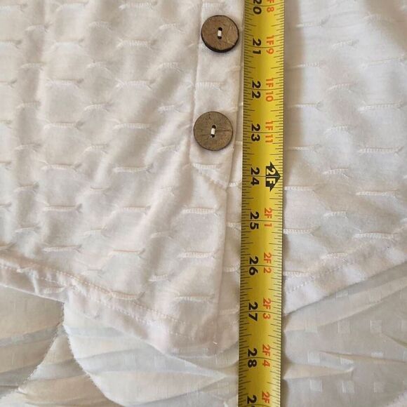 Multiples Womens Geometric Jacquard Side Button Short Sleeve Top White Small - Picture 9 of 10